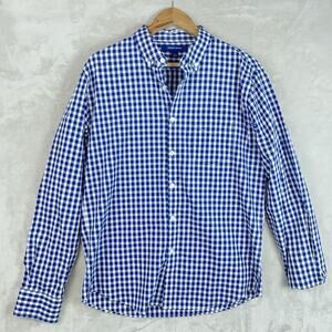 Bowery & Broome Mens Large Blue Check Cotton Shirt Outdoor Cabincore Gorpcore